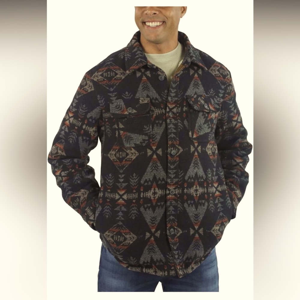 Jachs Men's Wool Blend Sherpa Lined Flannel Shirt Jacket NWT